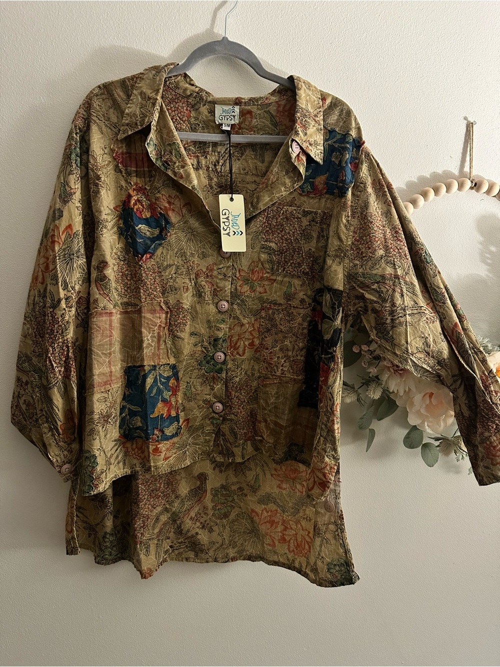 NWT Jaded Gypsy Enchanted Fields Top in Olive  S/M